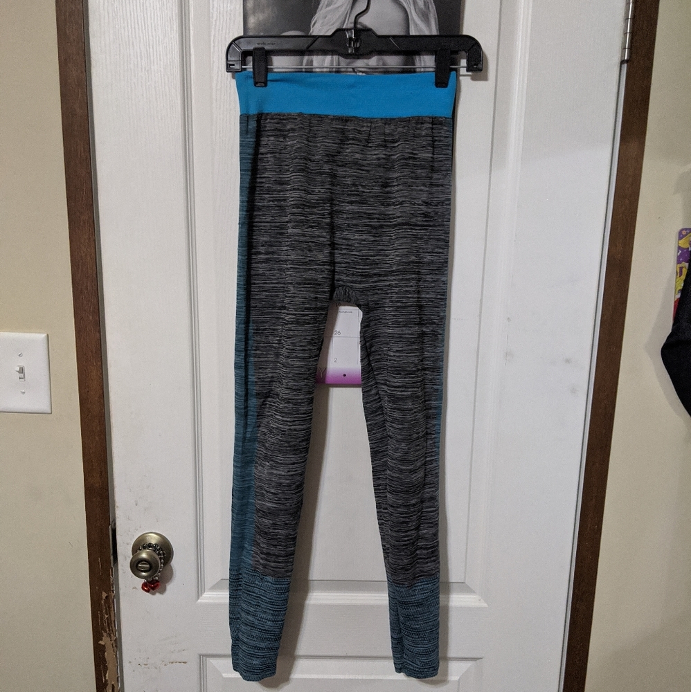 SALE Gray and Blue Patchwork Leggings Yoga Gym Workout Athletic